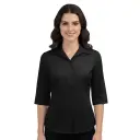 [B405PLKOS-BLACK-28] Prestige Button Up Blouse with 3/4 Sleeve (BLACK, 28)