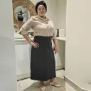 [C160TR-BLACK-28] Bloom Midi Length Church Skirt (BLACK, 28)