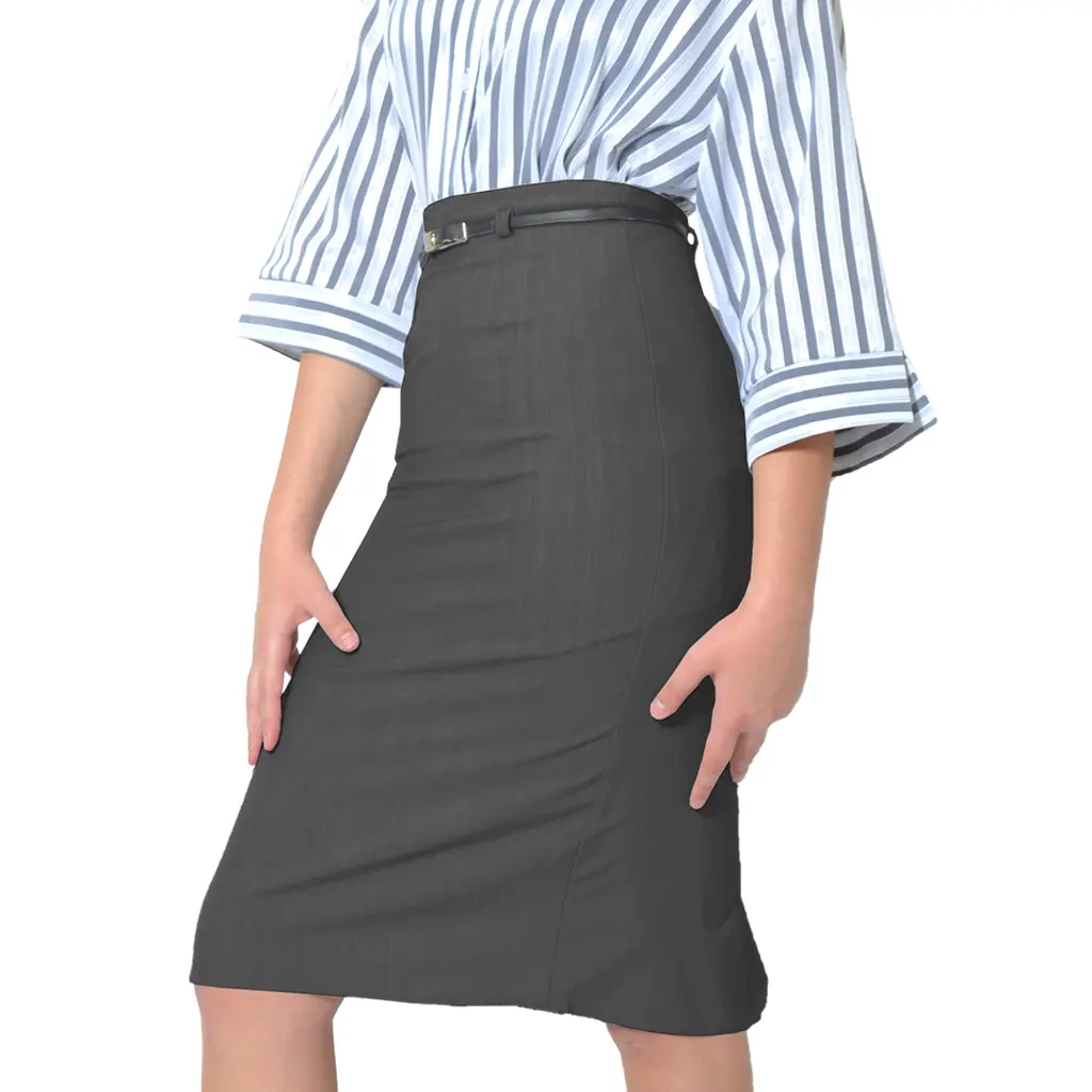 Petal Stretch Pencil Skirt With Matching Belt
