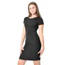 [DR0026TR-BLACK-28] Alice Short Sleeve Fitted Stretch Dress (BLACK, 28)