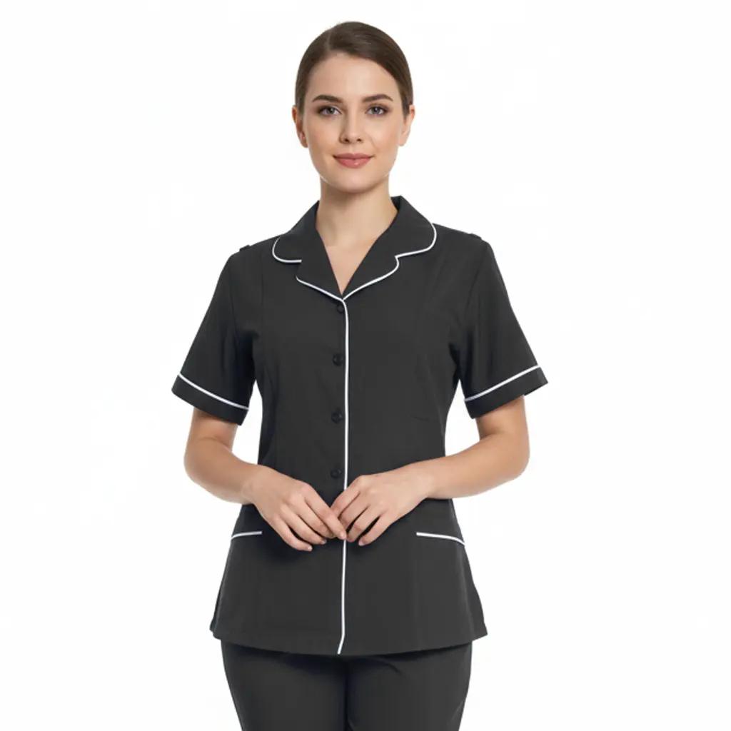 [N110BM-BLACKWHITE-28] Larimar Button Up Tunic (BLACK WHITE, 28)