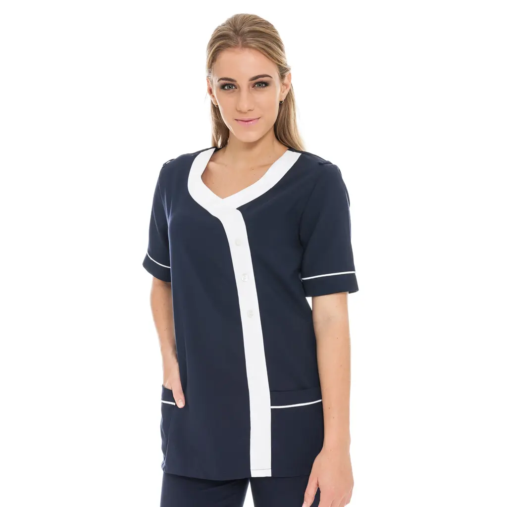 [N190BM-BLACKWHITE-28] Tanzanite Tunic With Colour Panel (BLACK WHITE, 28)