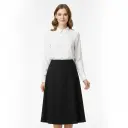 [C460TR-BLACK-28] Lila Midi Length Flare Stretch Skirt (BLACK, 28)