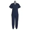 [N2109/2110BM-CF-NAVY-3XL] Lima V-Neck Scrubs With Cuffs (NAVY, 3XL)
