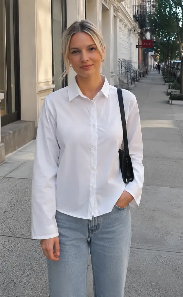 Ladies Long Sleeve Button Front Blouse