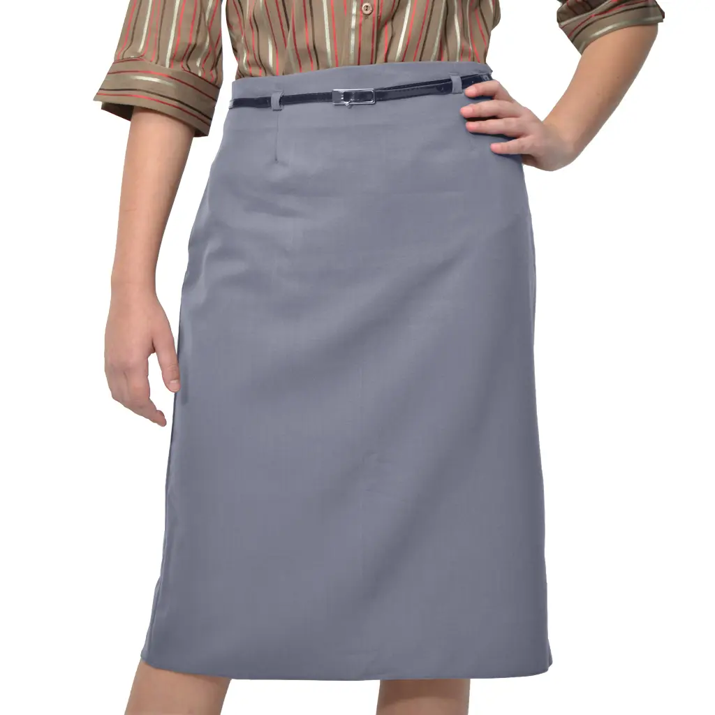 Grey Petal Pencil Skirt With Matching Belt