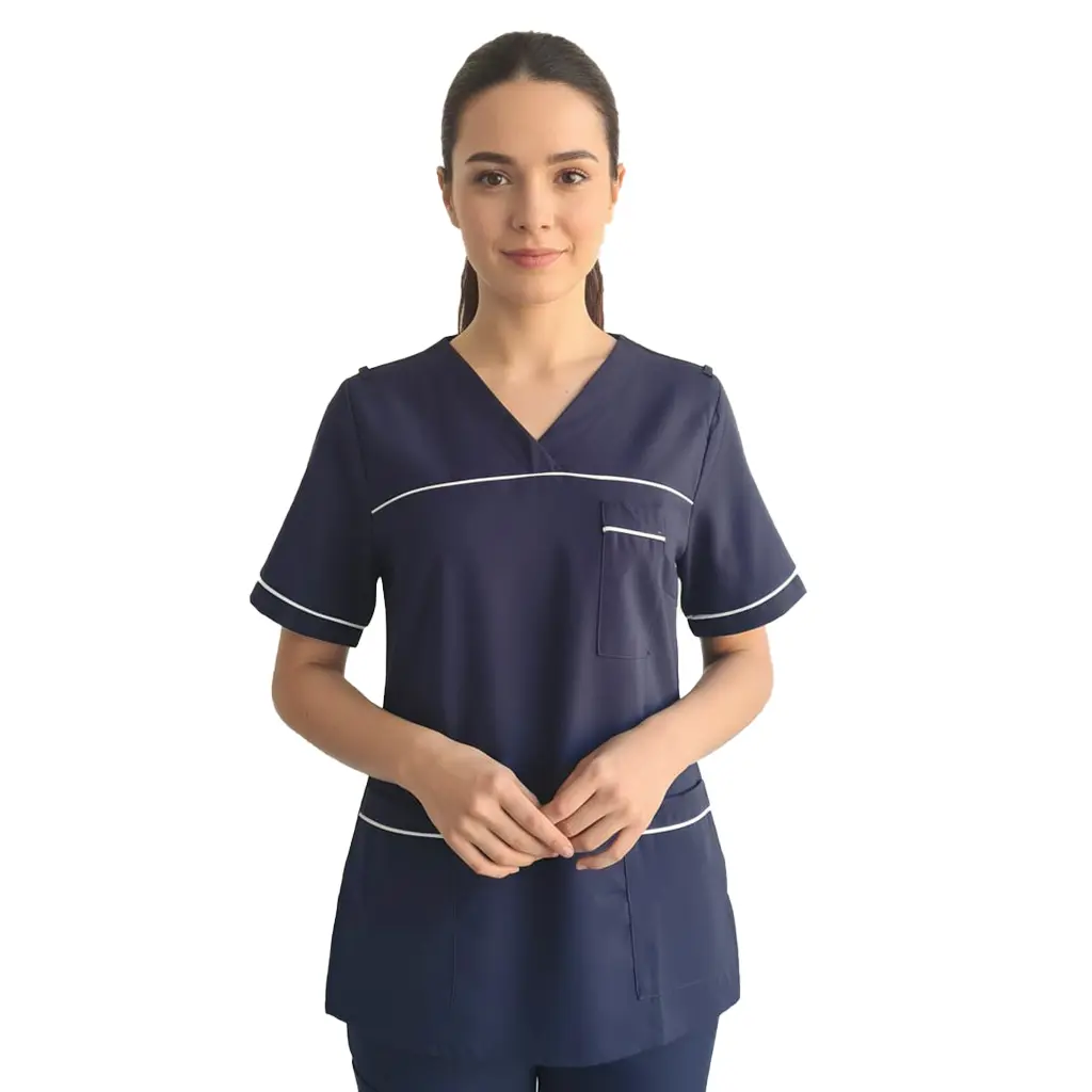 [N102BM] Onyx V-neck Tunic With Contrast