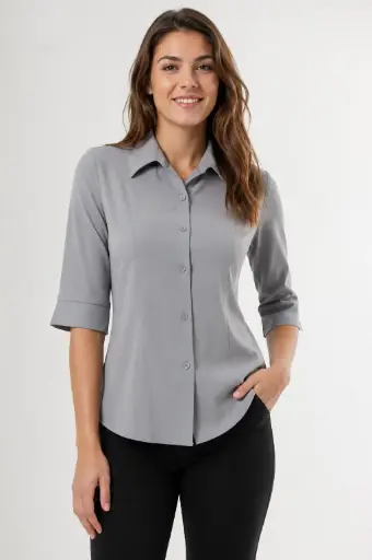 Prestige Button Up Blouse with 3/4 Sleeve-Ultra